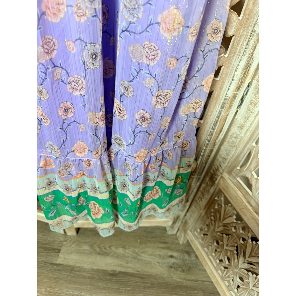 LC Lauren Conrad Purple Floral Metallic Lurex Stripe Maxi Dress Womens Plus 1X - Picture 4 of 9